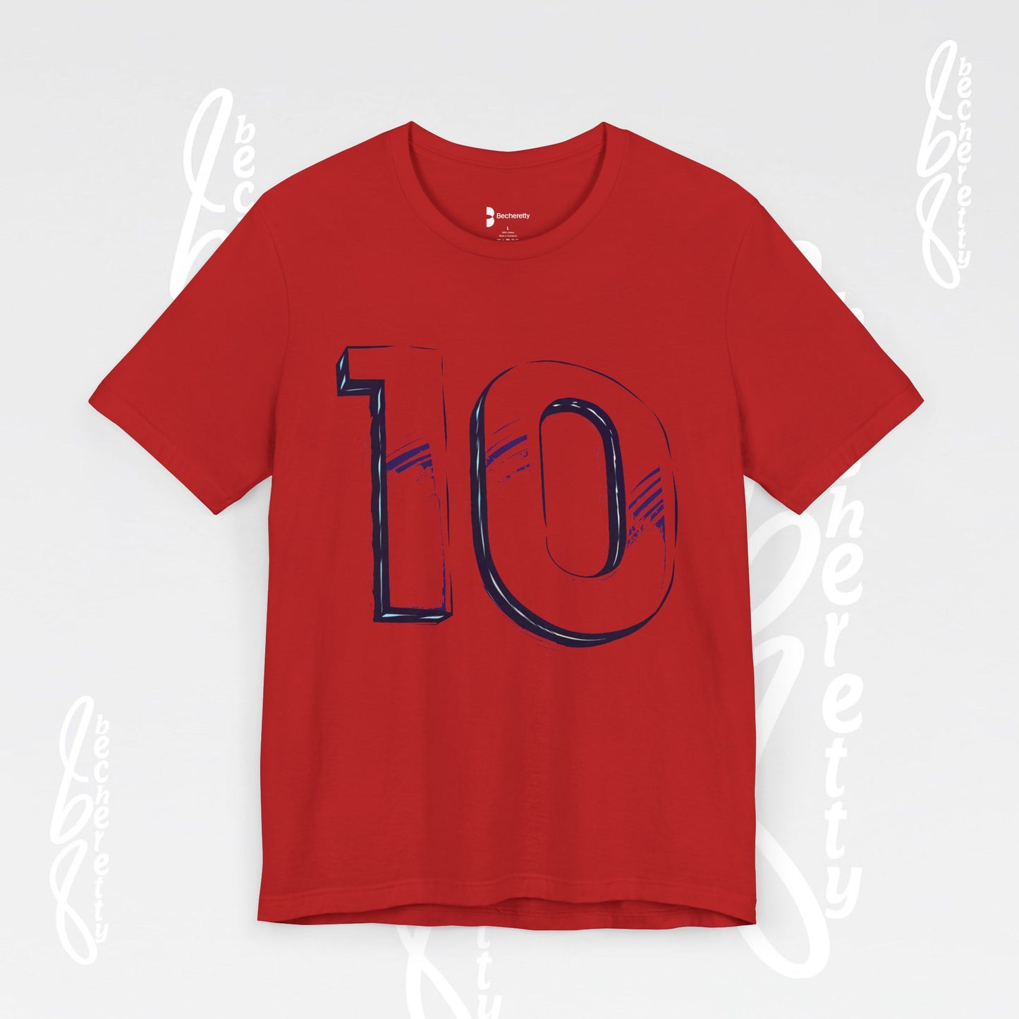 Stylish Unisex Tee - Number 10 - Casual Everyday Wear, Unique Gift Sports Lovers, Becheretty Graphic, Team Spirit