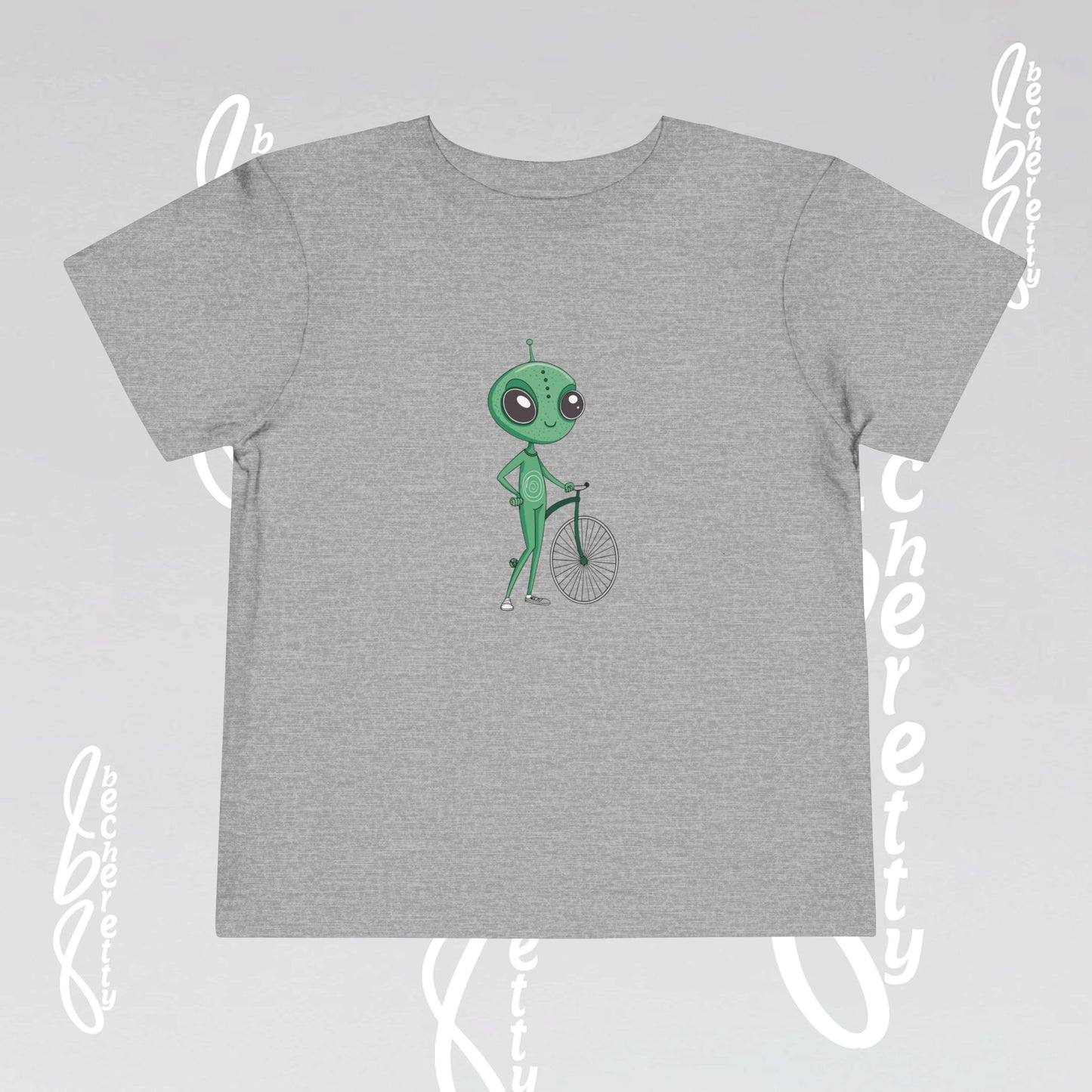 Alien Bicycle Toddler Tee - Fun Kids Shirt - Graphic Art Becheretty - Cute Gifts for Little Explorers