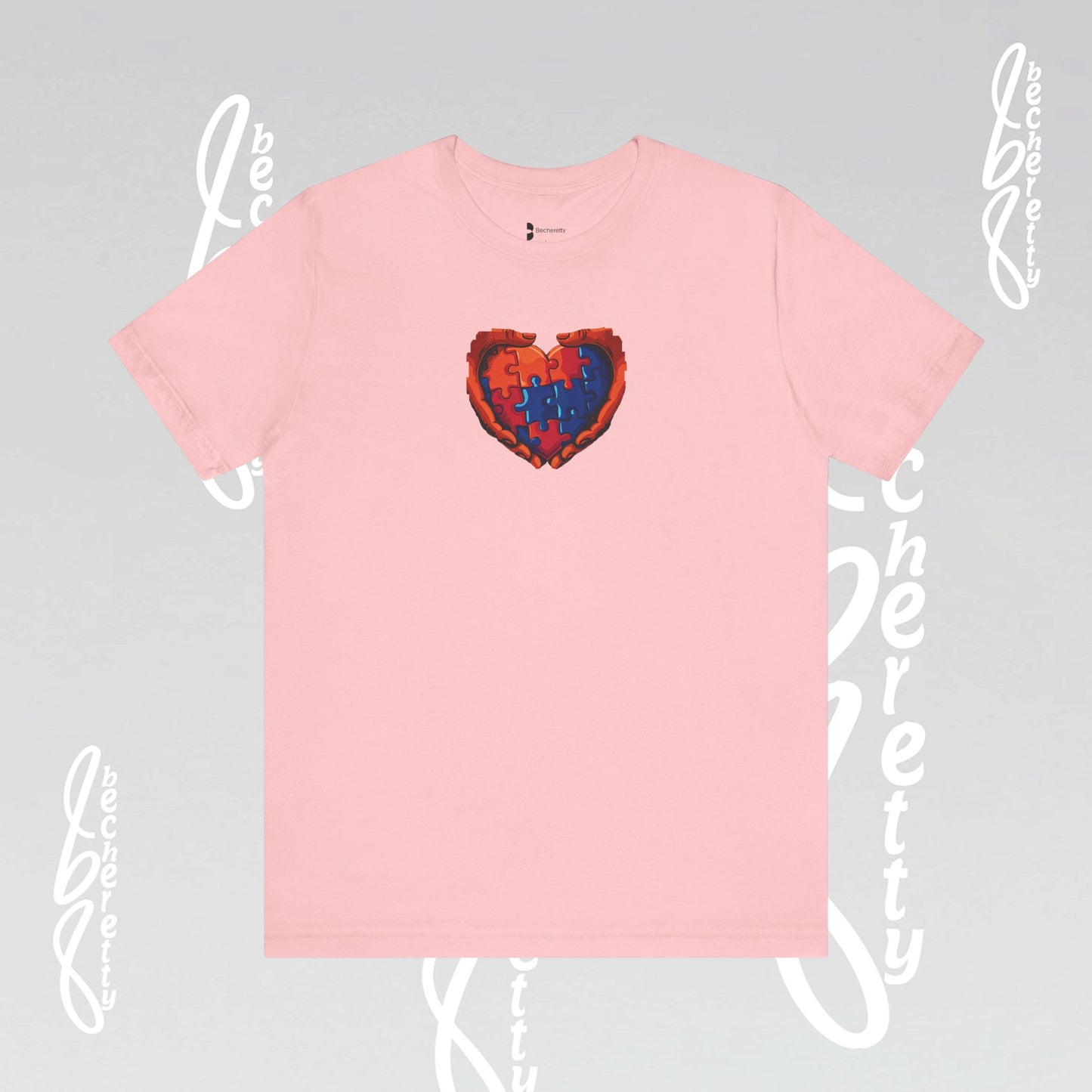 Colorful Puzzle Heart T-Shirt - Graphic Becheretty - Celebrating neurodiversity - Your tee, their voice.