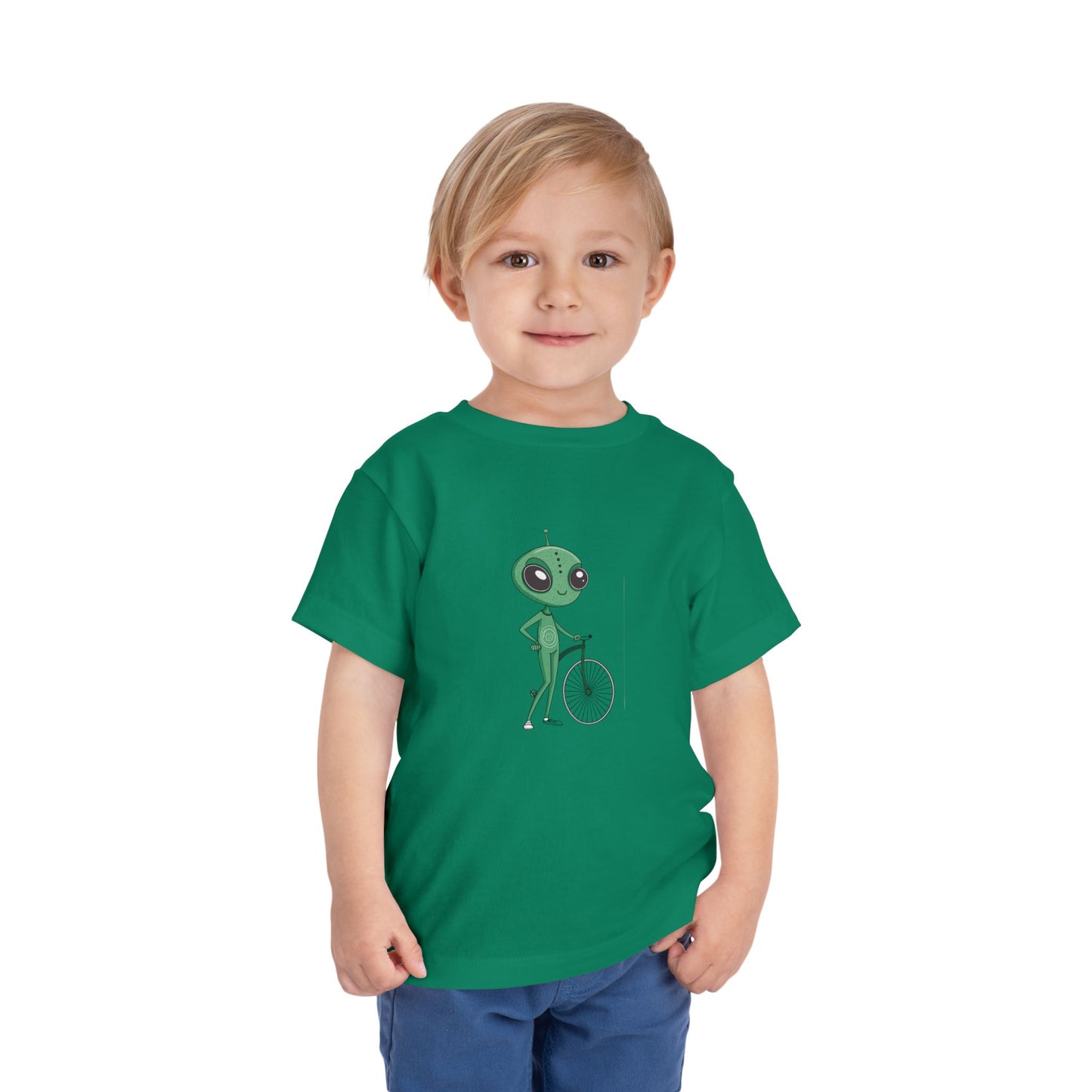 Alien Bicycle Toddler Tee - Fun Kids Shirt - Graphic Art Becheretty - Cute Gifts for Little Explorers