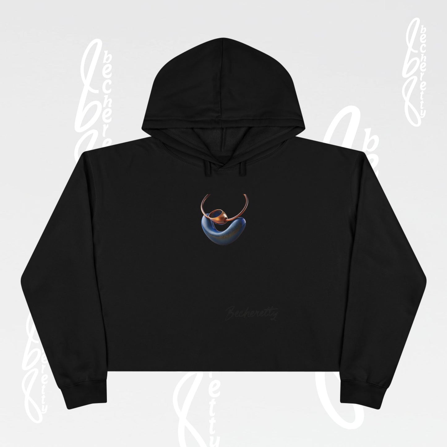 Trendy Crop Hoodie with Artistic Necklace Design Becheretty - Fashionable Sweatshirt, Gift for Her, Casual Wear, Stylish Loungewear