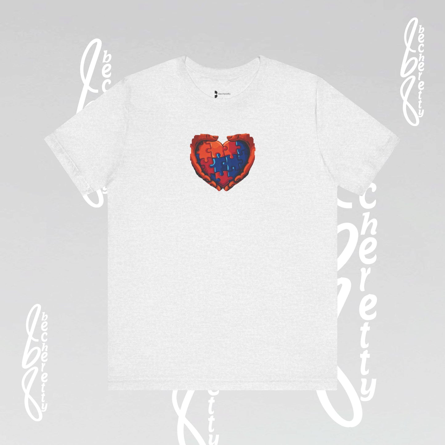 Colorful Puzzle Heart T-Shirt - Graphic Becheretty - Celebrating neurodiversity - Your tee, their voice.