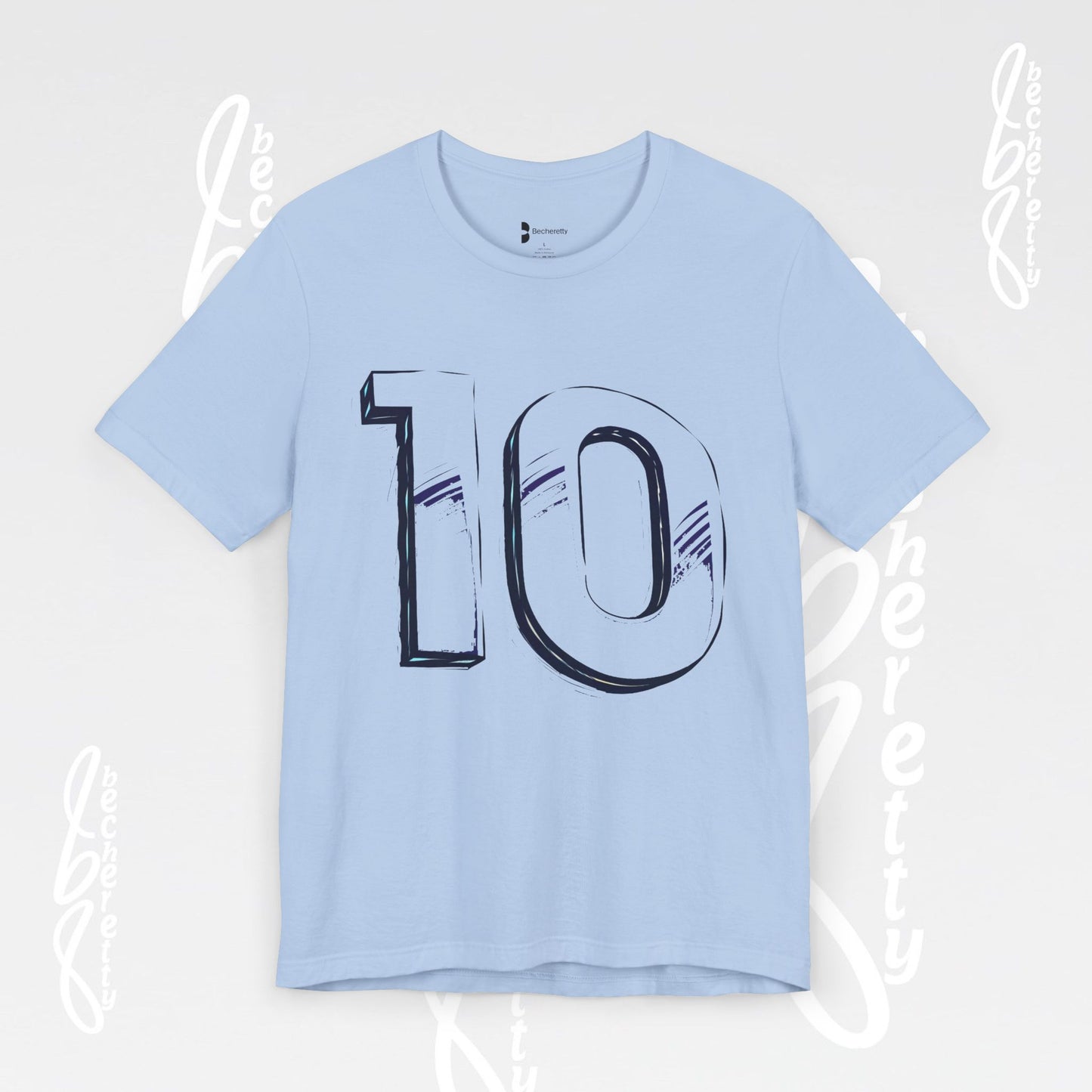 Stylish Unisex Tee - Number 10 - Casual Everyday Wear, Unique Gift Sports Lovers, Becheretty Graphic, Team Spirit