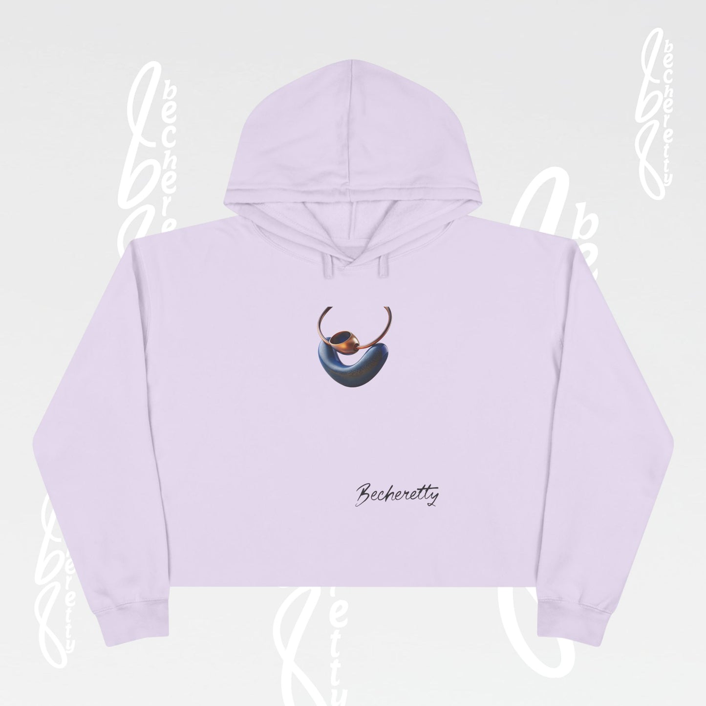 Trendy Crop Hoodie with Artistic Necklace Design Becheretty - Fashionable Sweatshirt, Gift for Her, Casual Wear, Stylish Loungewear