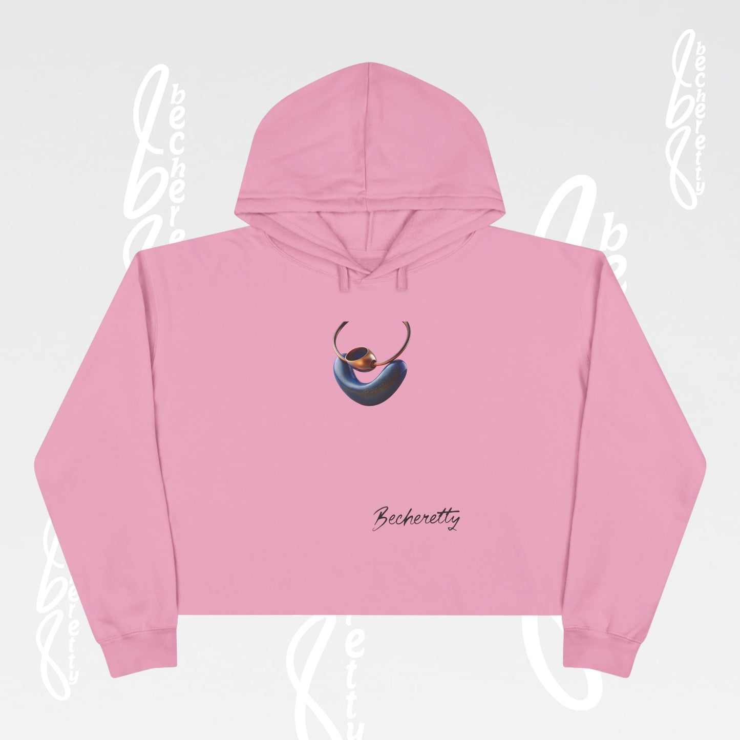 Trendy Crop Hoodie with Artistic Necklace Design Becheretty - Fashionable Sweatshirt, Gift for Her, Casual Wear, Stylish Loungewear