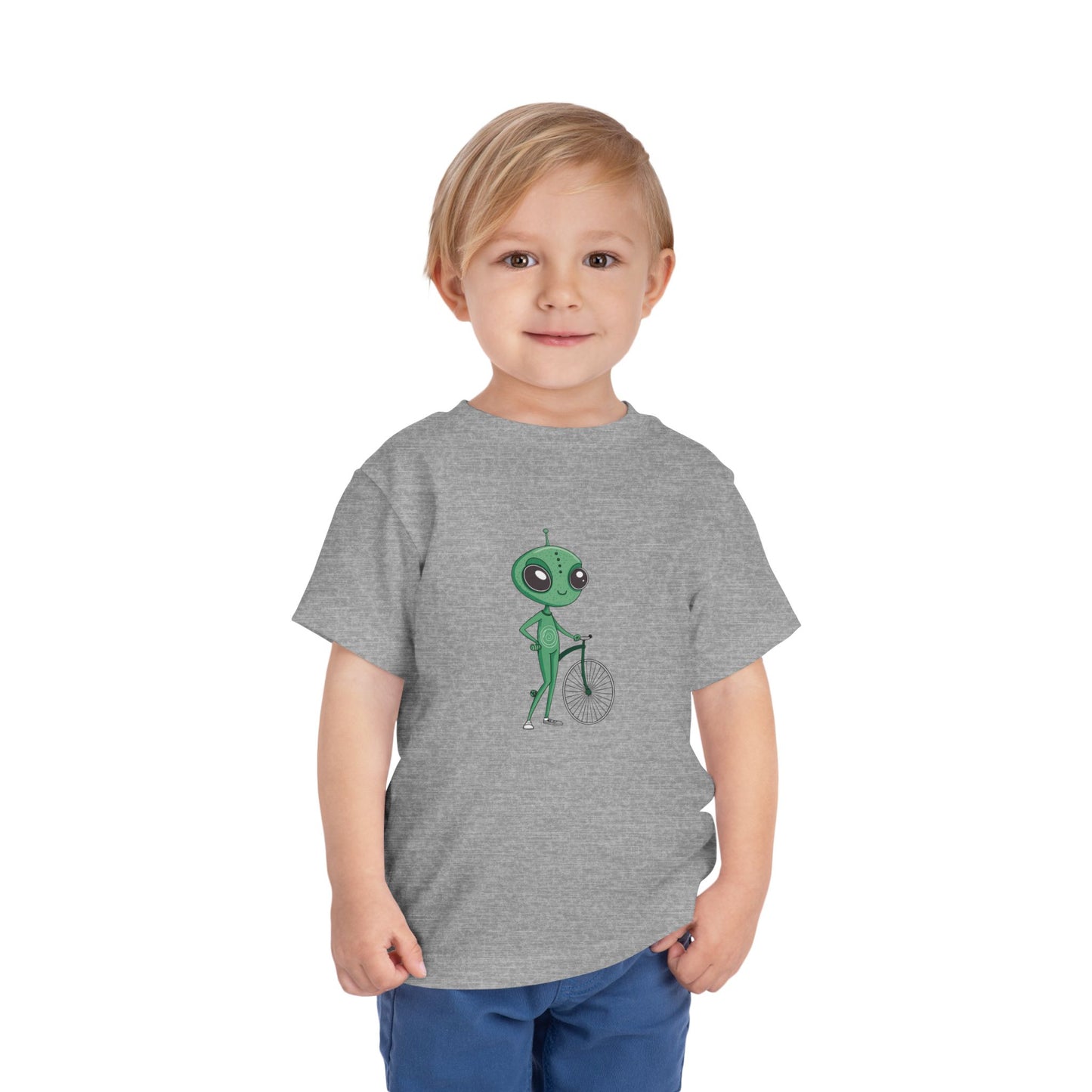 Alien Bicycle Toddler Tee - Fun Kids Shirt - Graphic Art Becheretty - Cute Gifts for Little Explorers