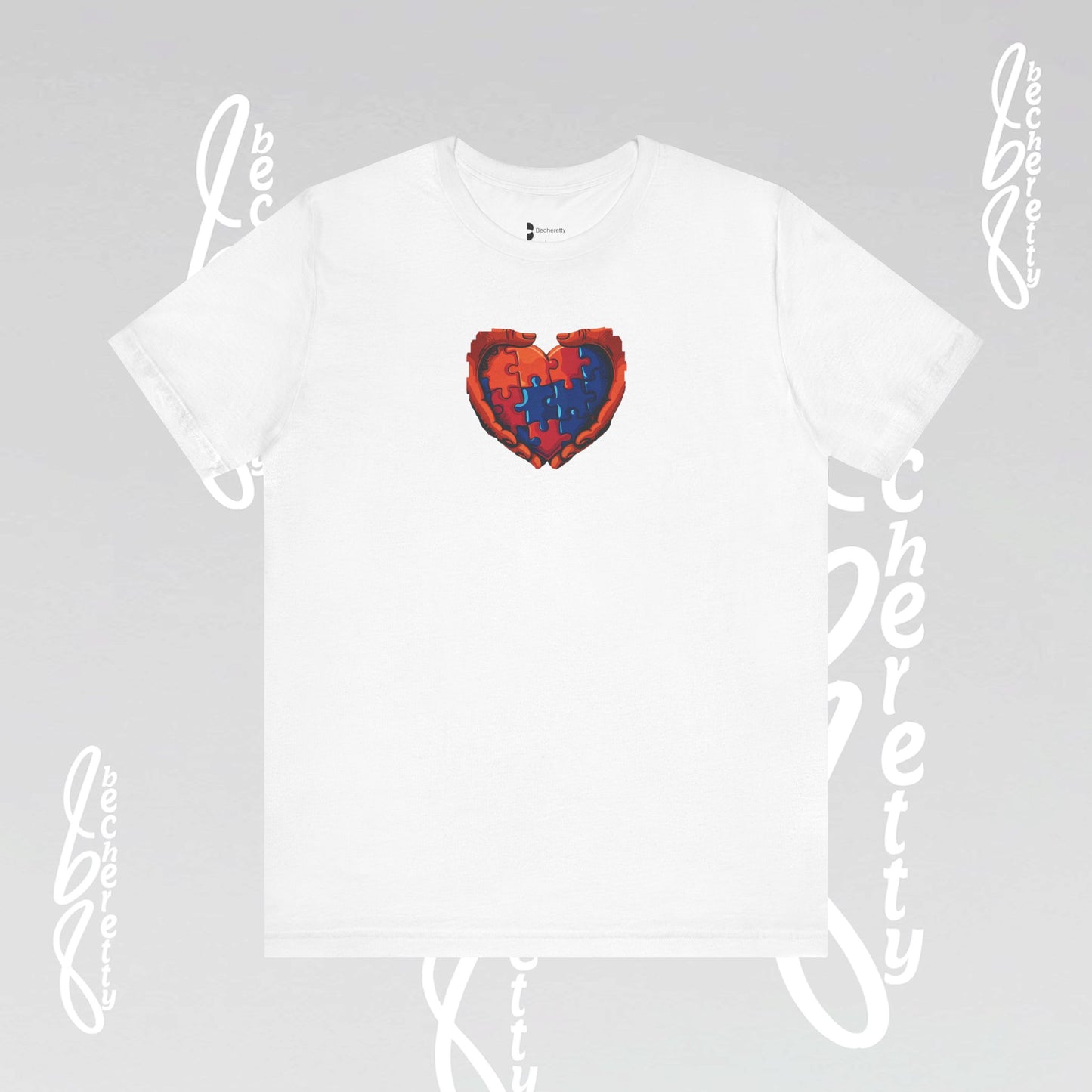 Colorful Puzzle Heart T-Shirt - Graphic Becheretty - Celebrating neurodiversity - Your tee, their voice.