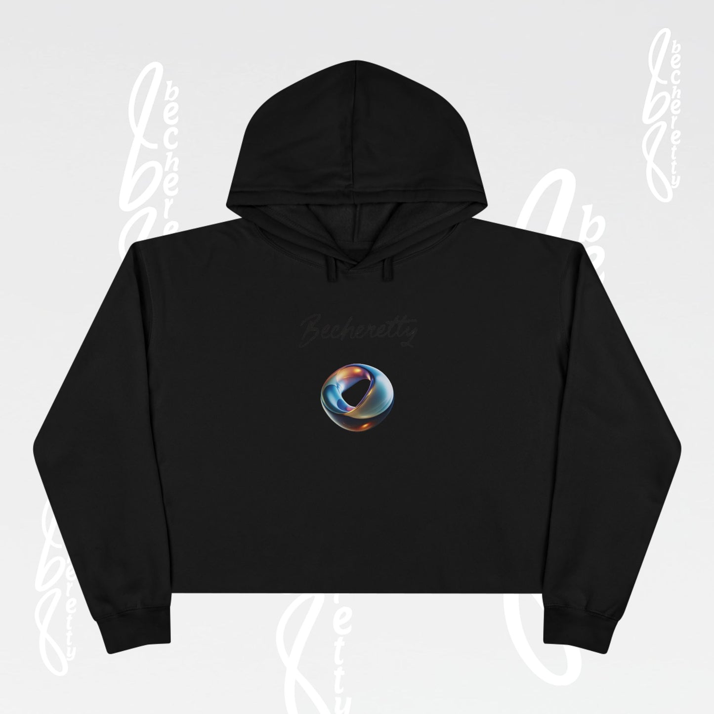Chic Graphic Crop Hoodie Futuristic Ring - Becheretty Graphic - Stylish Women's Hoodie, Trendy Fashion Sweater, Unique Gift for Her