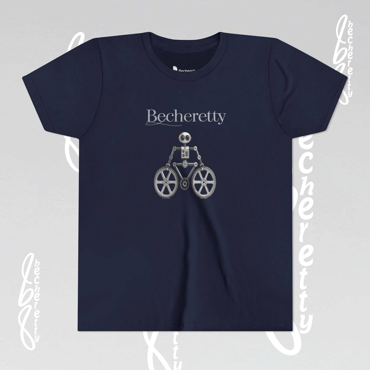 Youth T'Shirt - Becheretty Graphic Design - Cool Robot Bicycle - Perfect for Bike Lovers