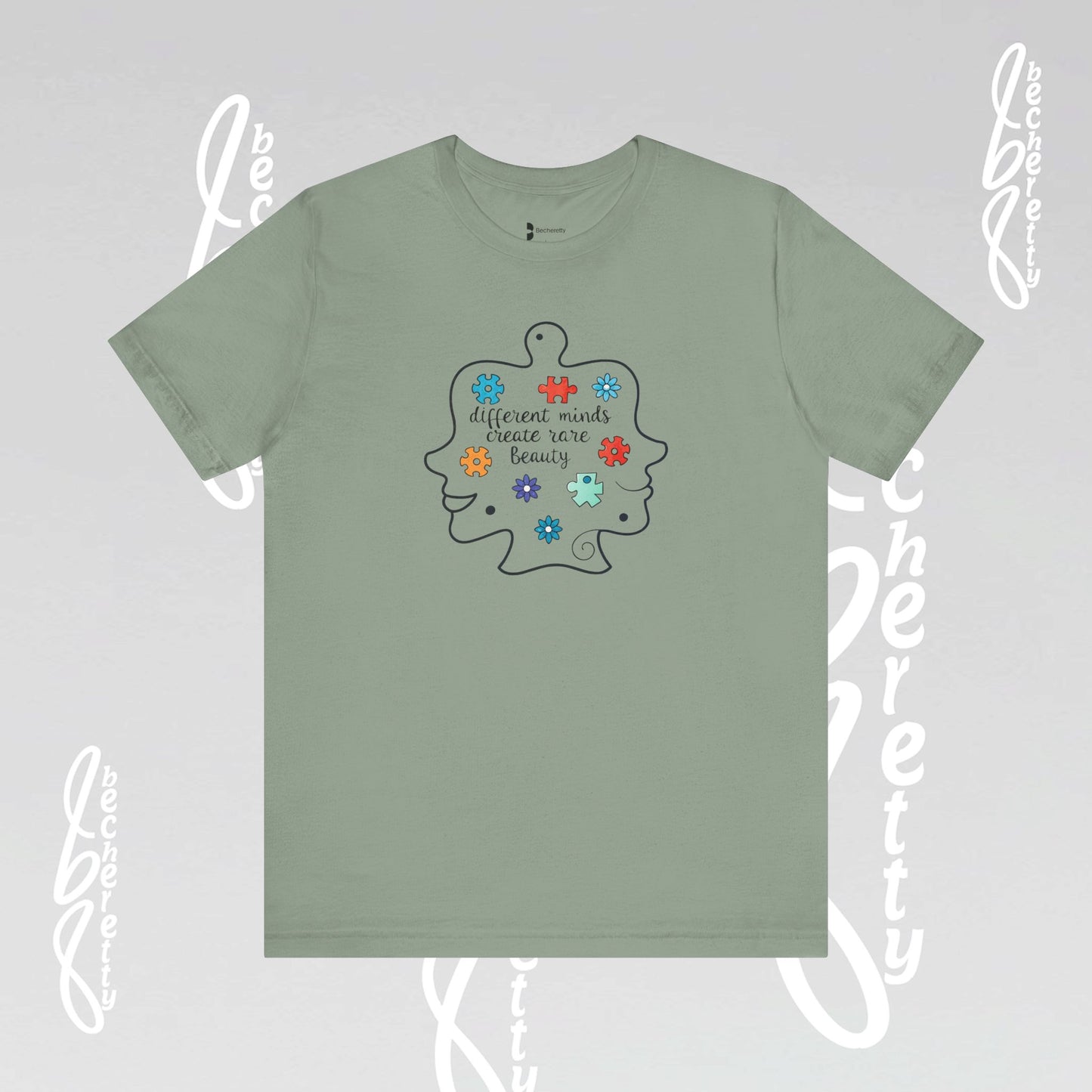 Graphic Tee - Different Minds Create Rare Beauty - Becheretty design, artistic vibe - Autism awareness.