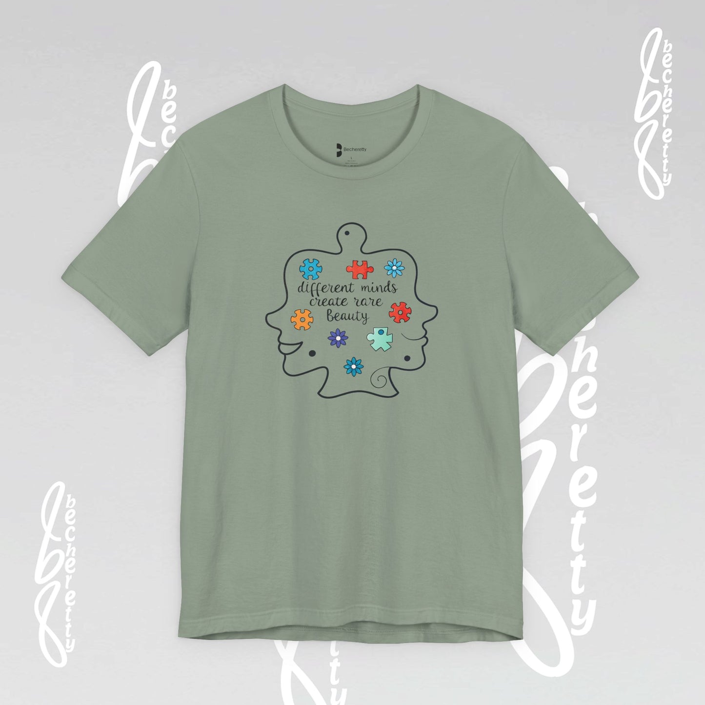 Graphic Tee - Different Minds Create Rare Beauty - Becheretty design, artistic vibe - Autism awareness.
