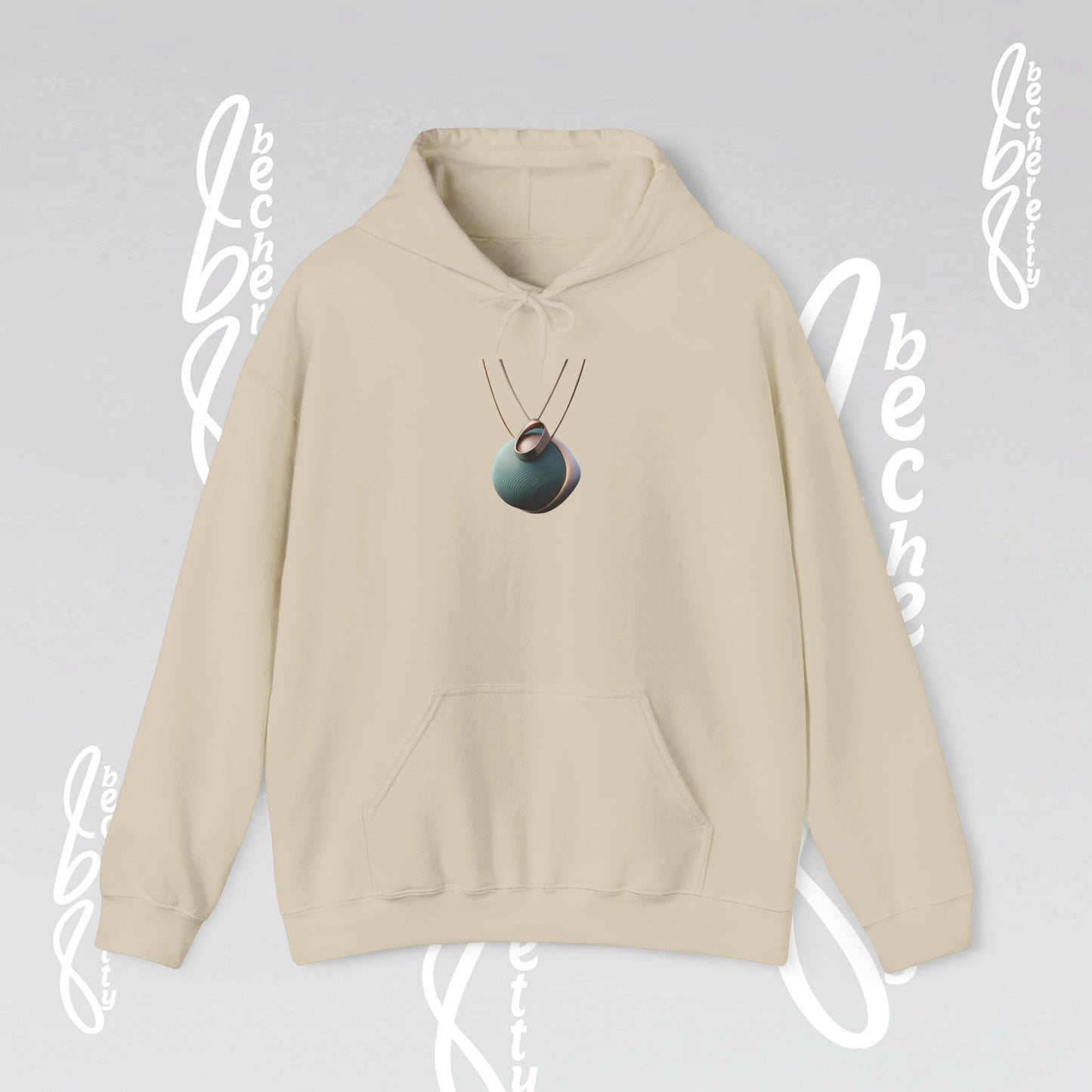 Futuristic Necklace - Graphic Hoodie Becheretty - Unisex, Original Gift for Friends