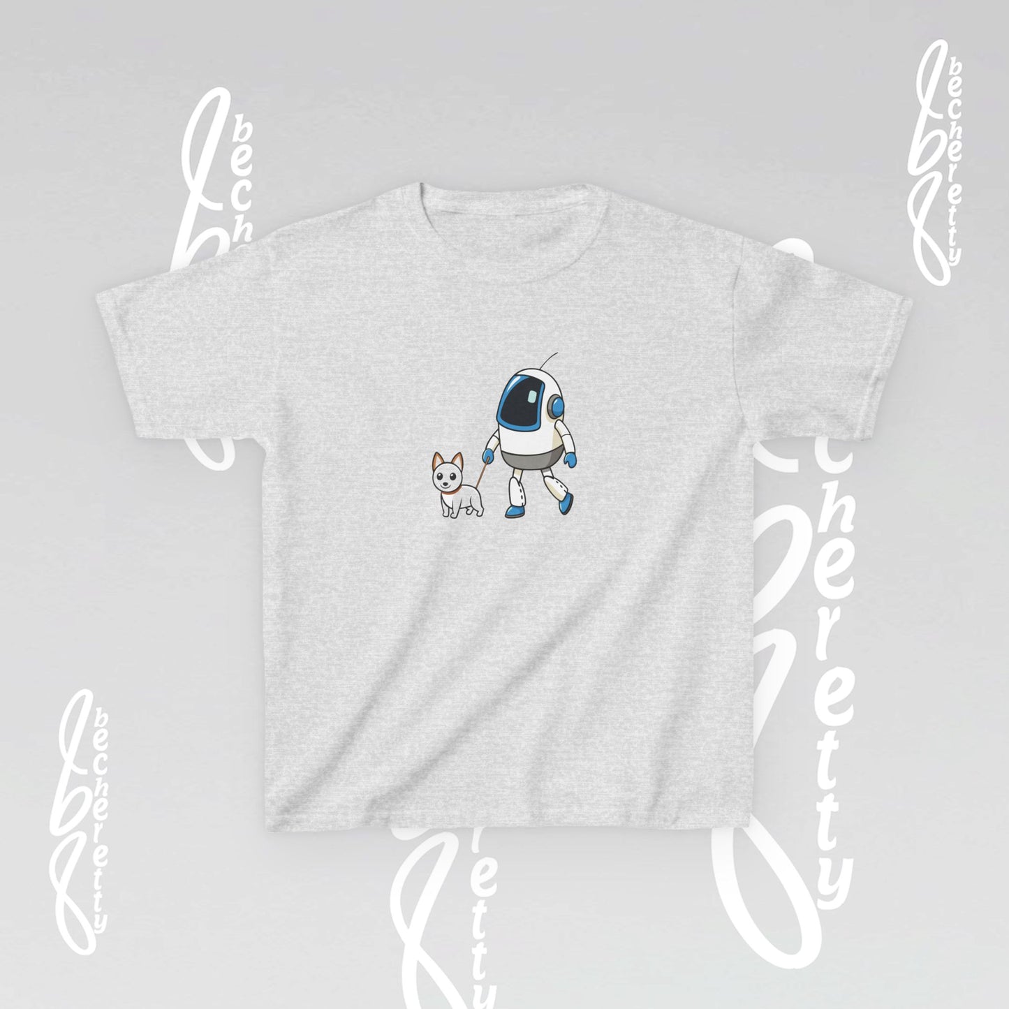 Cute Kids Robot & Dog Tee for Youth - Graphic Becheretty - Gift for Children - Kids Casual Wear