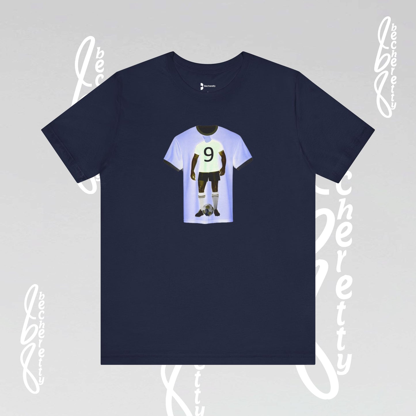 Soccer T-shirt Number 9 - Graphic Becheretty - Wearable Art Tee - Soccer Fans