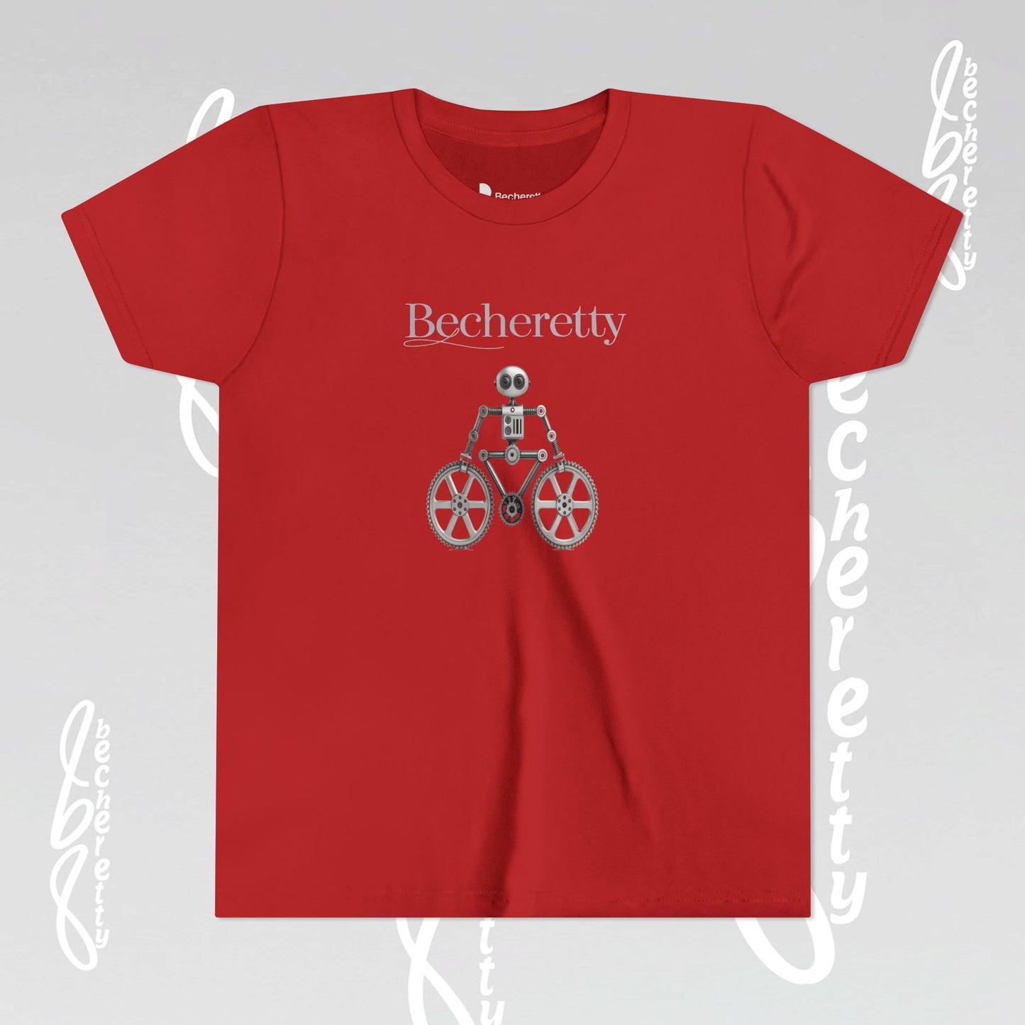 Youth T'Shirt - Becheretty Graphic Design - Cool Robot Bicycle - Perfect for Bike Lovers