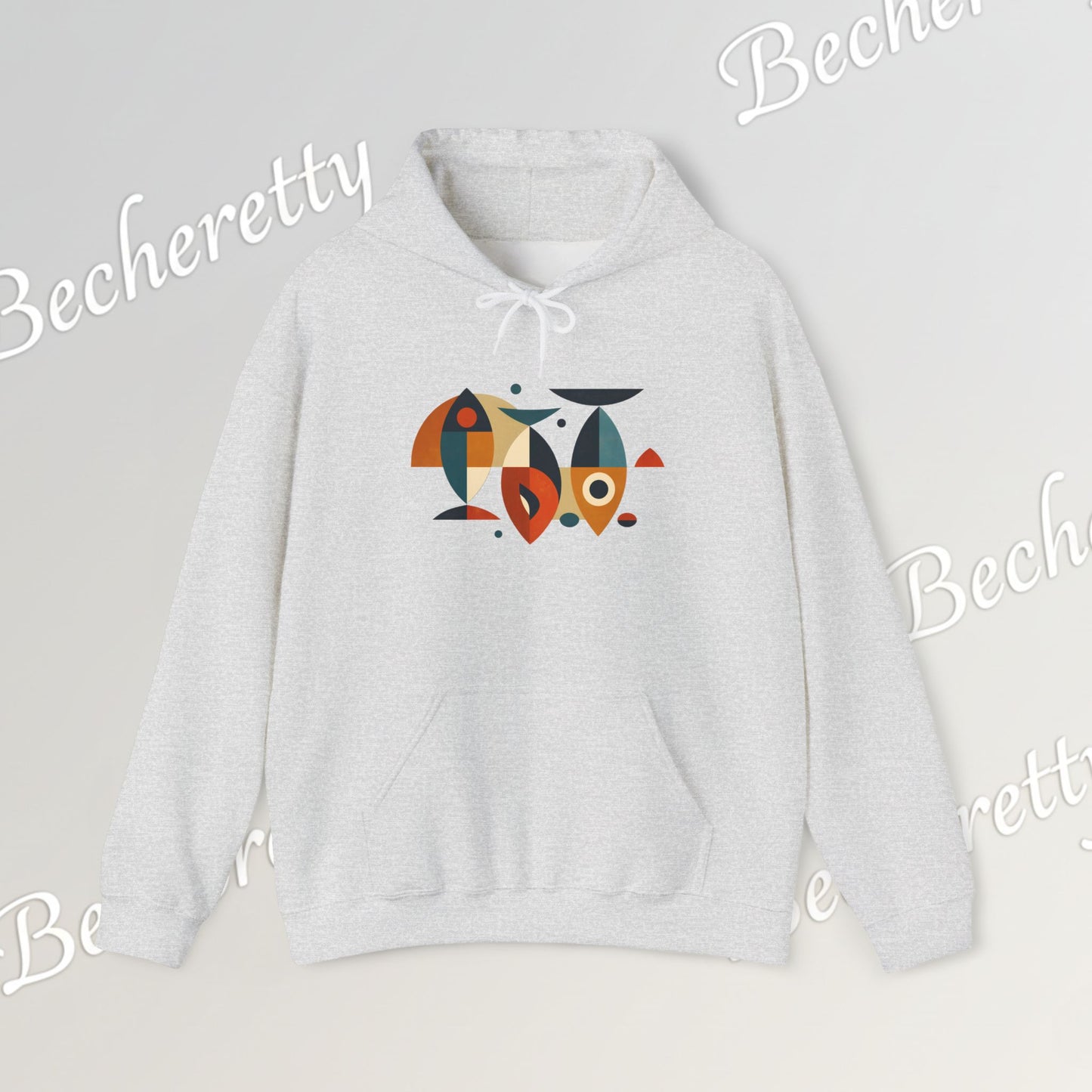 Geometric Fish Hoodie - Minimalist Graphic Becheretty, blending abstract geometric shapes