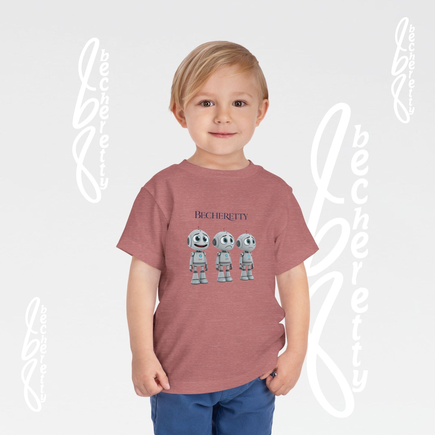 Graphic Toddler Short Sleeve T-Shirt - Funny Robots - Becheretty