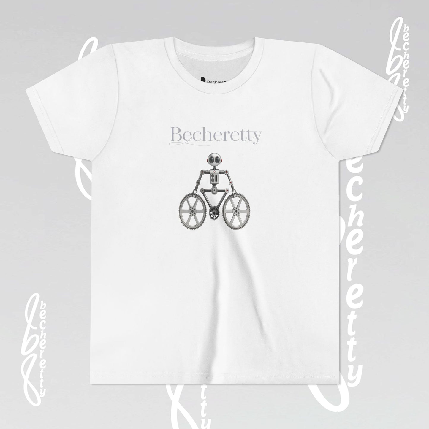 Youth T'Shirt - Becheretty Graphic Design - Cool Robot Bicycle - Perfect for Bike Lovers