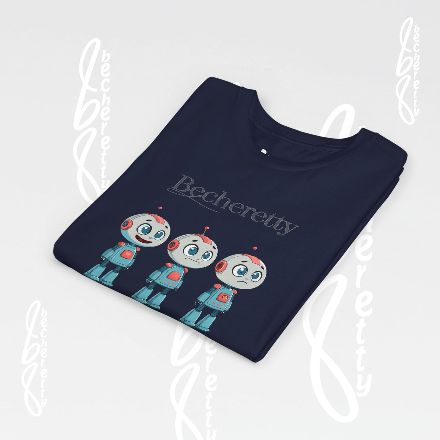 Youth T-Shirt short sleeve "Three Funny Kid Robots" Graphic Becheretty - Original gift for birthdays