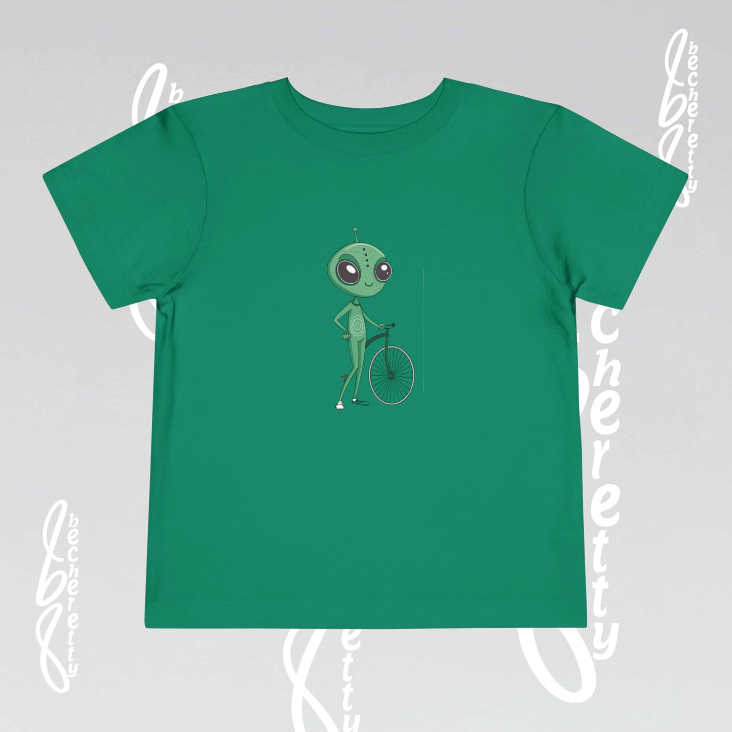 Alien Bicycle Toddler Tee - Fun Kids Shirt - Graphic Art Becheretty - Cute Gifts for Little Explorers