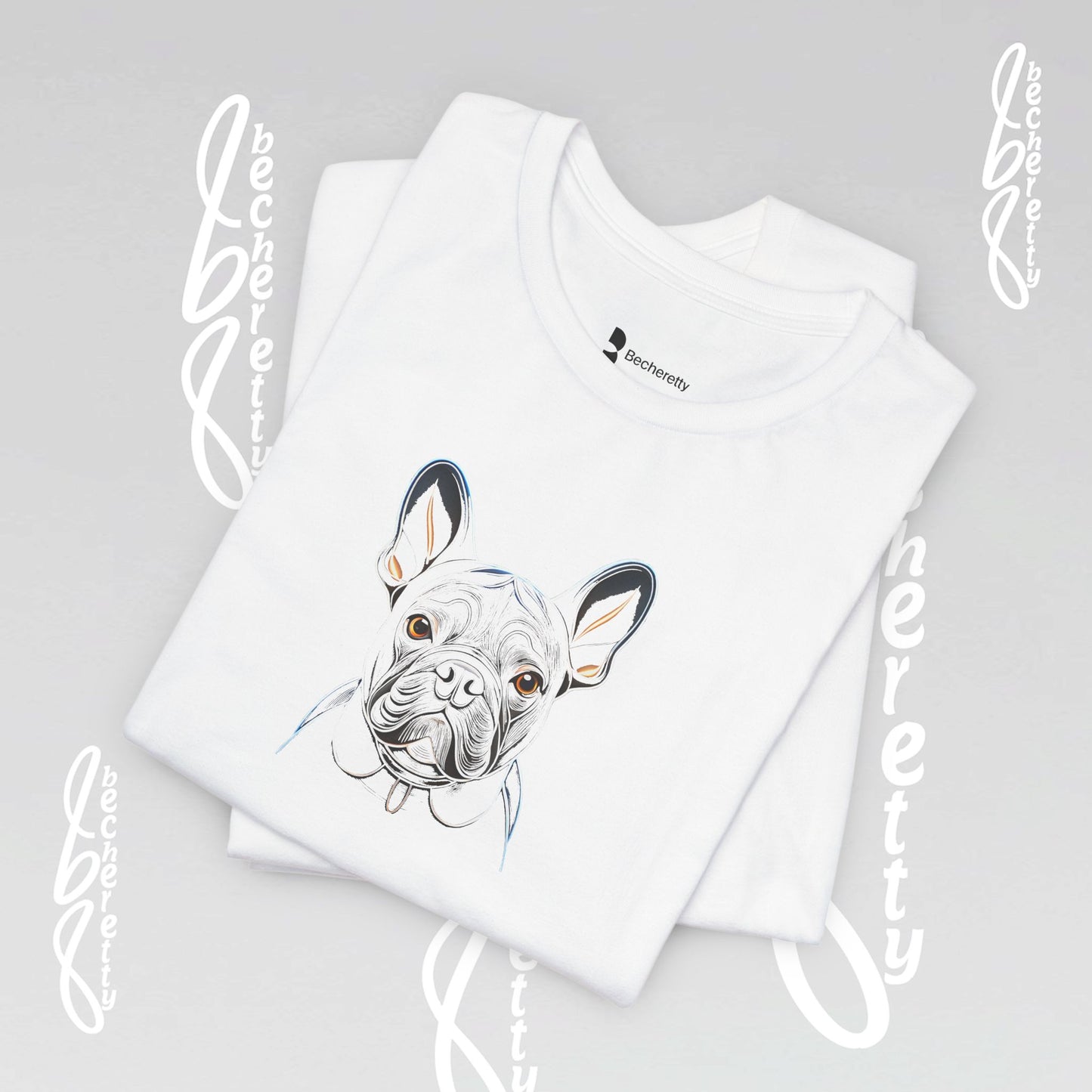 Dog Lovers Tee "Frenchie" Art Graphic Becheretty - Special gift for French Bulldog owners - Casual Wear