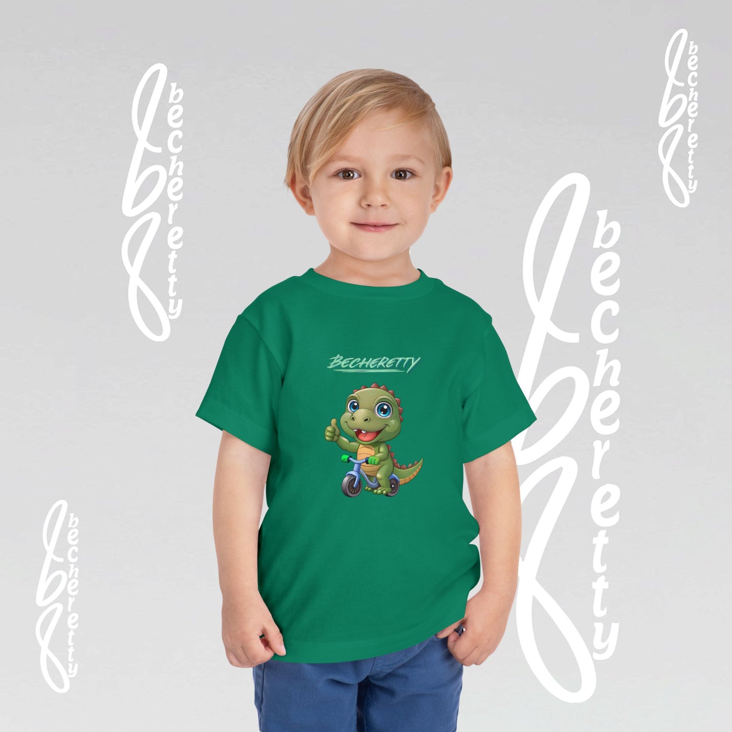Toddler T-Shirt with a Cute Dino - Becheretty Playful Design Tee - Birthday Gift Idea