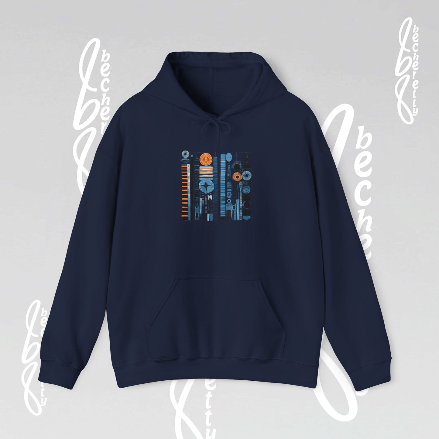 Modern Geometry Hoodie "Urban Totems" Art Graphic Becheretty - Timeless, versatile, and unmistakably modern.