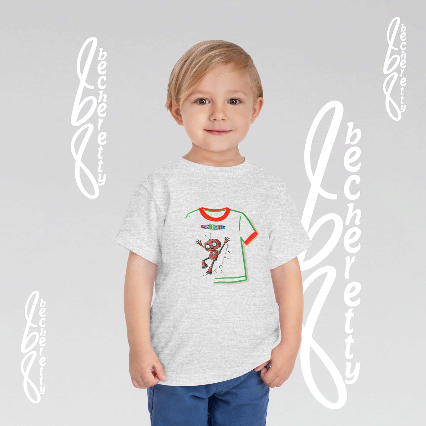 Toddler T-Shirt - Funny Robot Character Becheretty - Casual Kids outfit