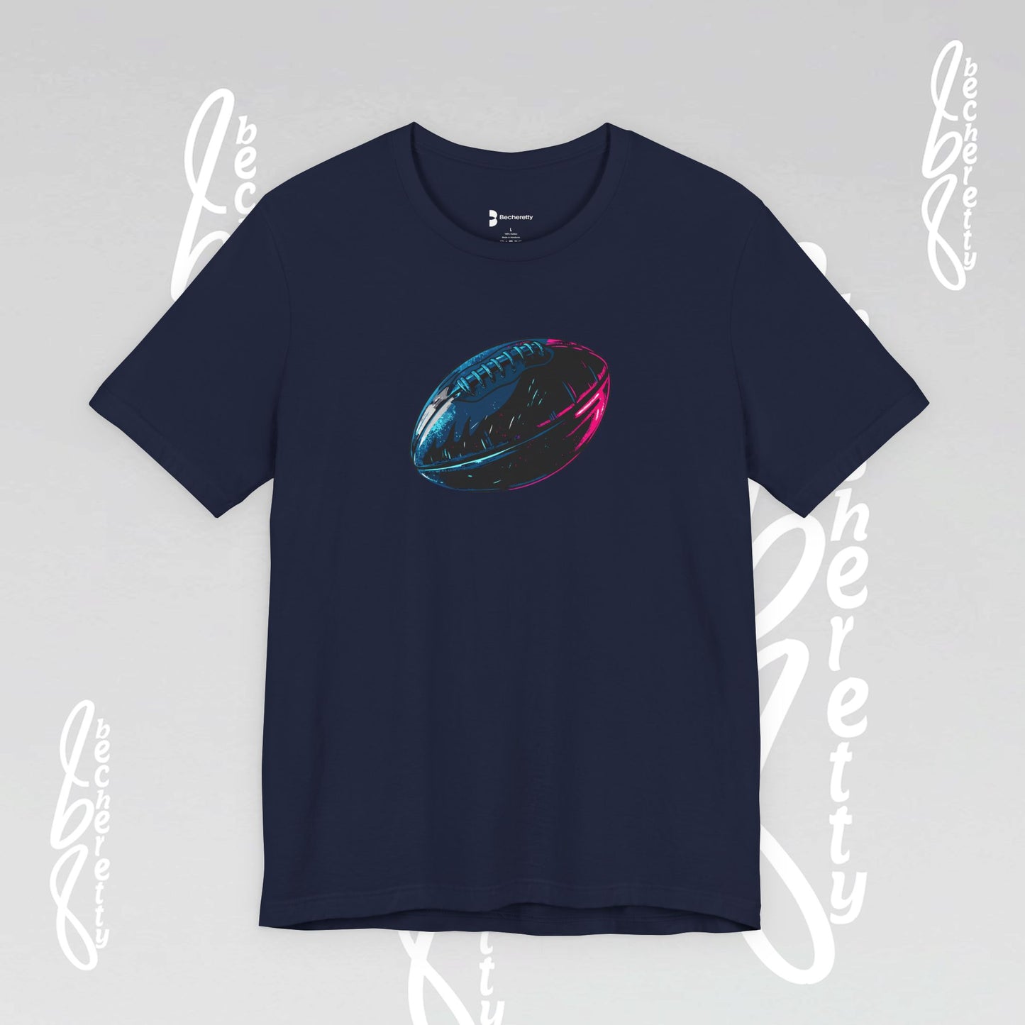 American Football T-Shirt - Art Graphic Becheretty. Game day, casual wear, unique design.