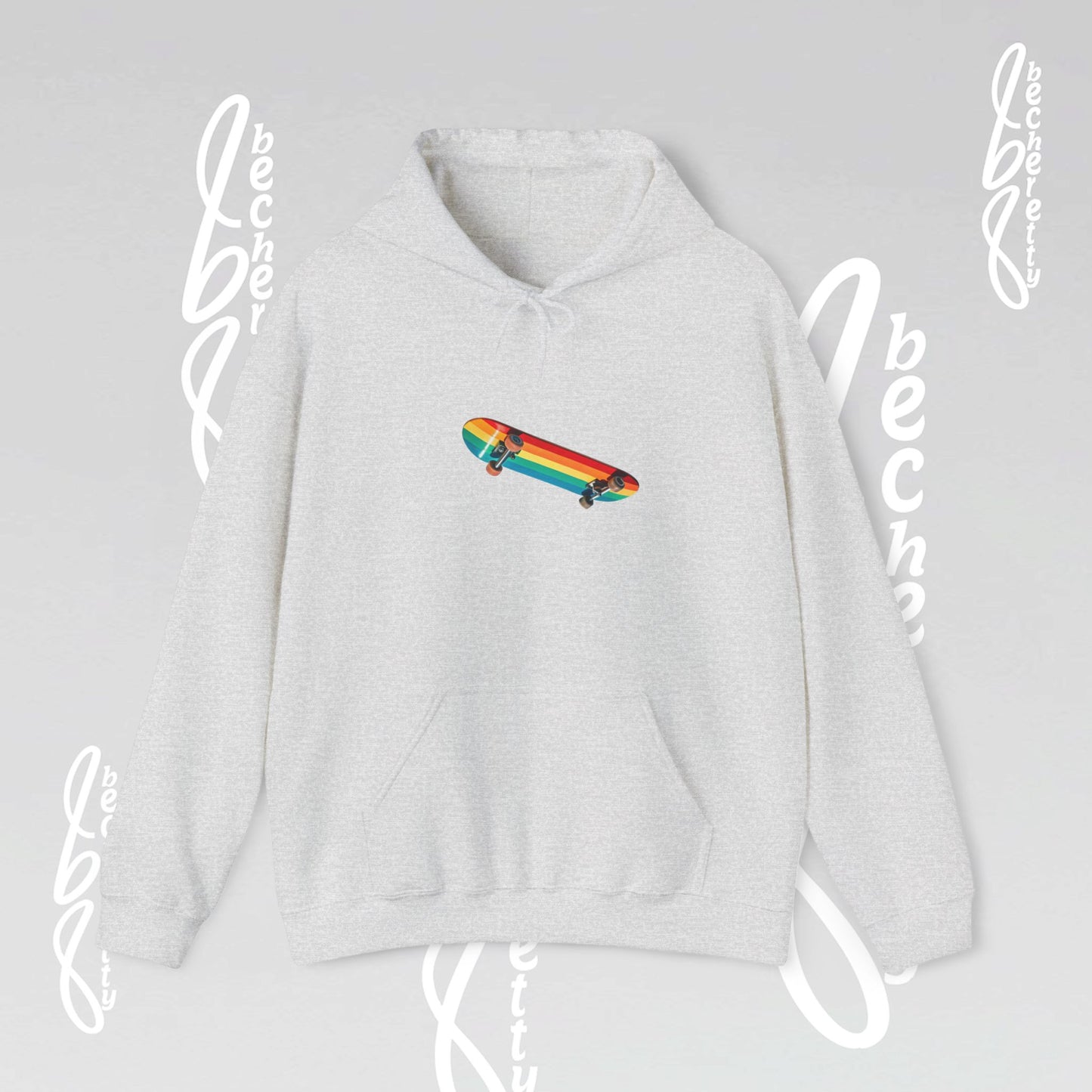 Rainbow Skateboard Graphic Hoodie Becheretty - Unisex - Perfect Gift for Skaters Lovers