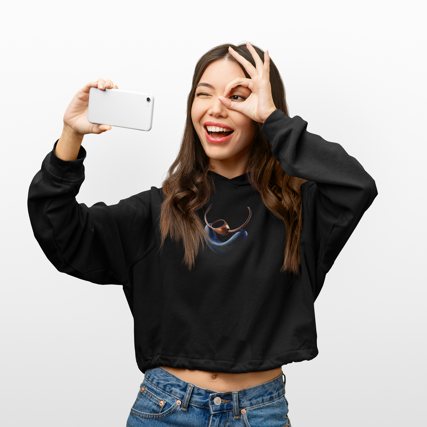 Trendy Crop Hoodie with Artistic Necklace Design Becheretty - Fashionable Sweatshirt, Gift for Her, Casual Wear, Stylish Loungewear