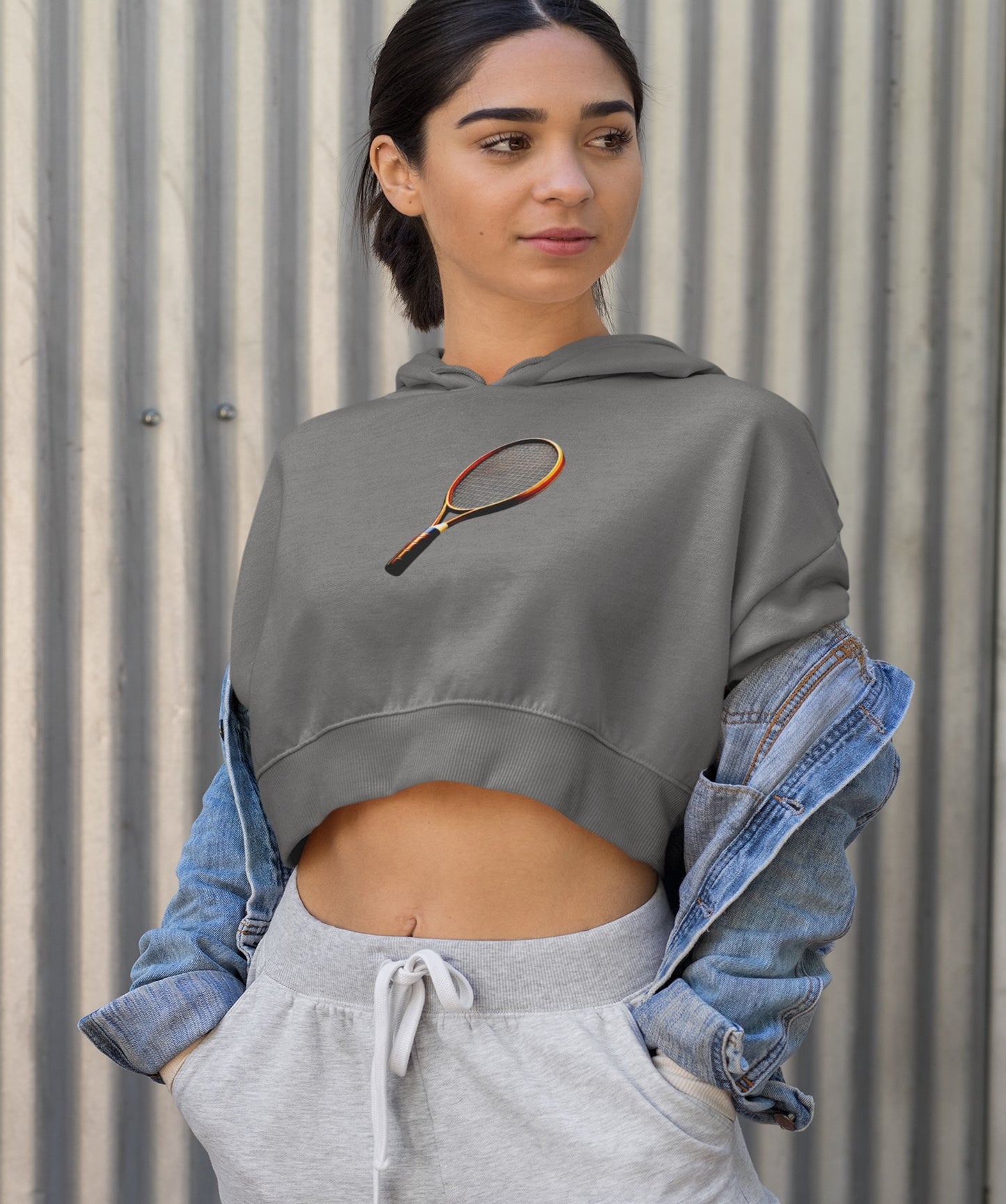 Tennis Crop Hoodie - Becheretty Graphic - Sporty Sweatshirt - Tennis Lover Gift, Casual Style, Tennis Apparel, Workout Hoodie