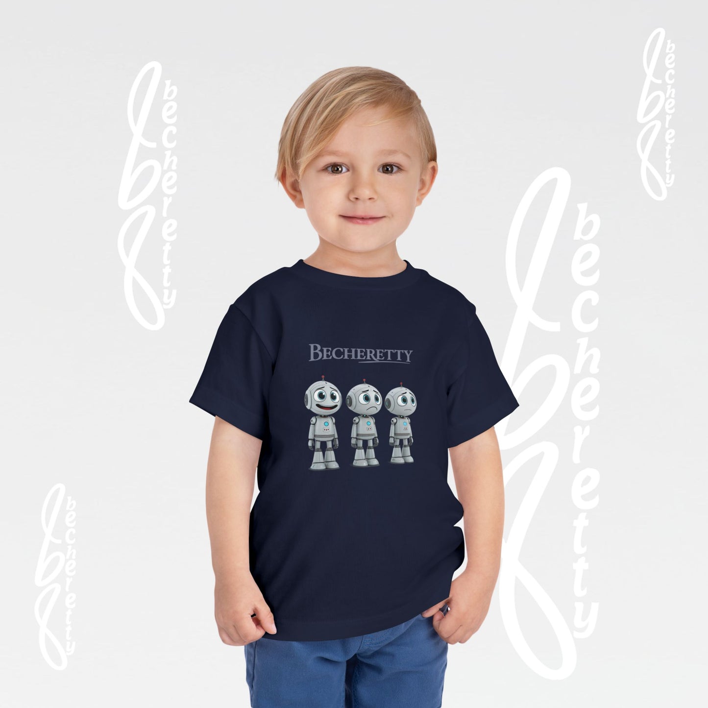 Graphic Toddler Short Sleeve T-Shirt - Funny Robots - Becheretty