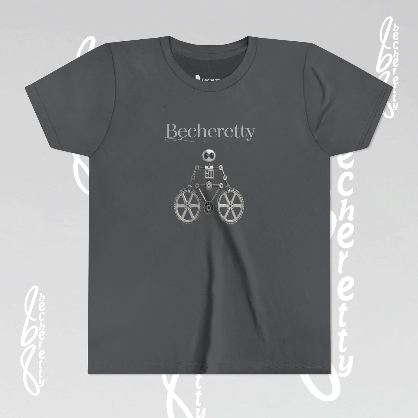 Youth T'Shirt - Becheretty Graphic Design - Cool Robot Bicycle - Perfect for Bike Lovers