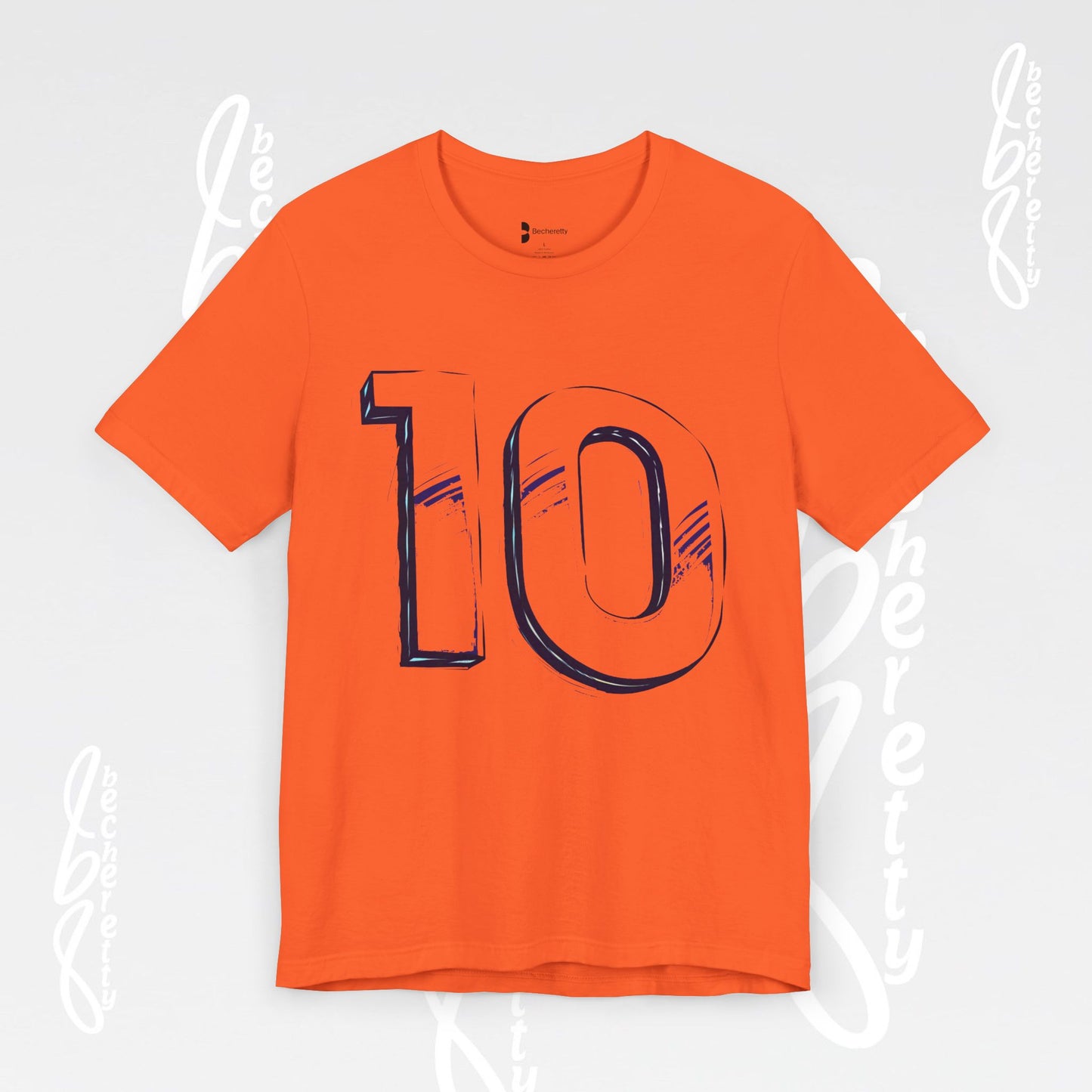 Stylish Unisex Tee - Number 10 - Casual Everyday Wear, Unique Gift Sports Lovers, Becheretty Graphic, Team Spirit