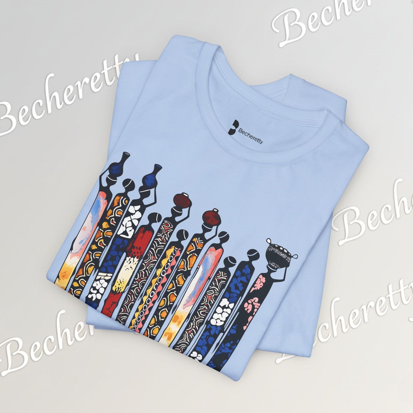Ancestral Strides - Graphic Tee Becheretty - African tribal art style - Woven with history, worn with pride.