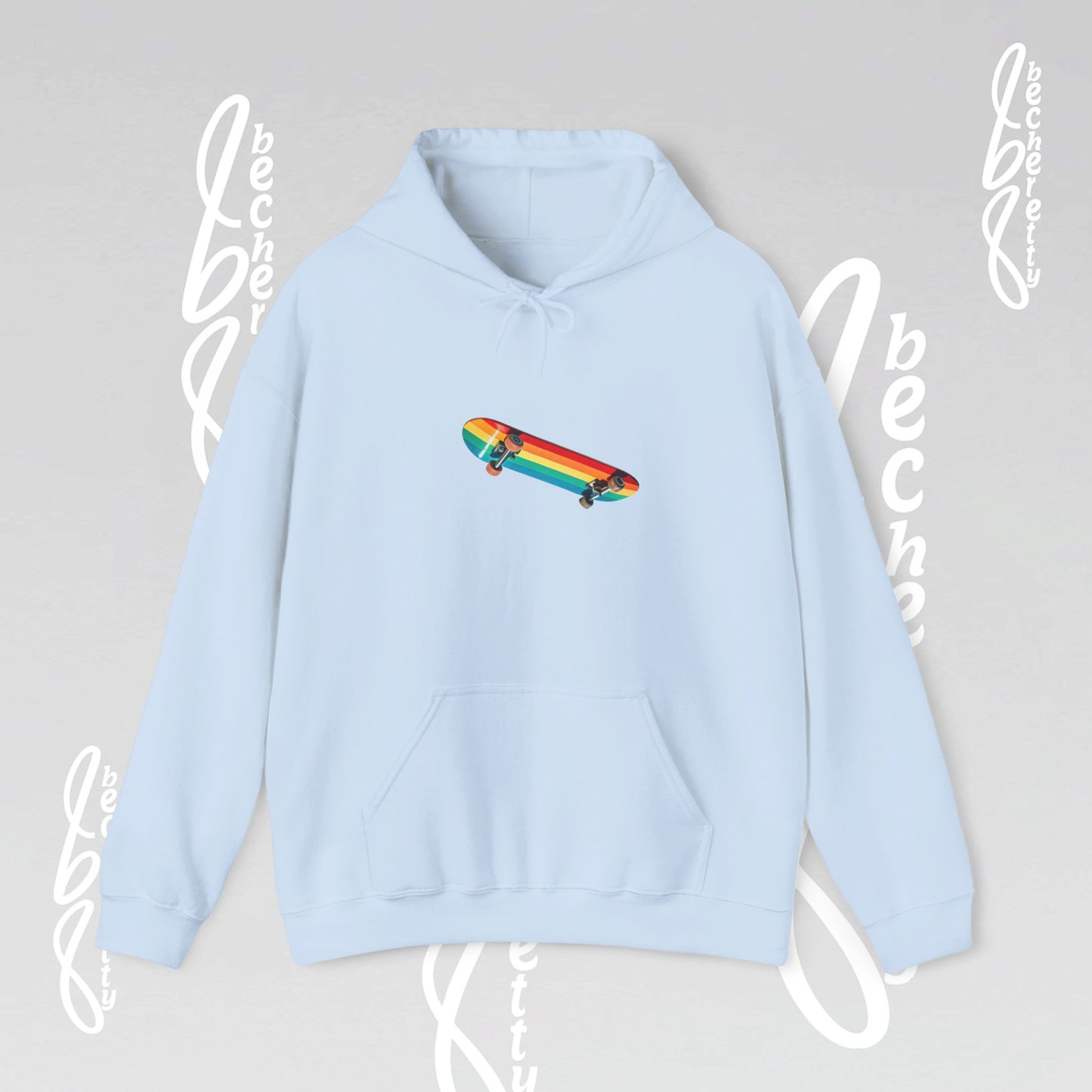 Rainbow Skateboard Graphic Hoodie Becheretty - Unisex - Perfect Gift for Skaters Lovers
