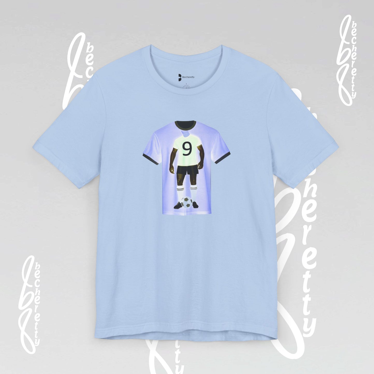 Soccer T-shirt Number 9 - Graphic Becheretty - Wearable Art Tee - Soccer Fans