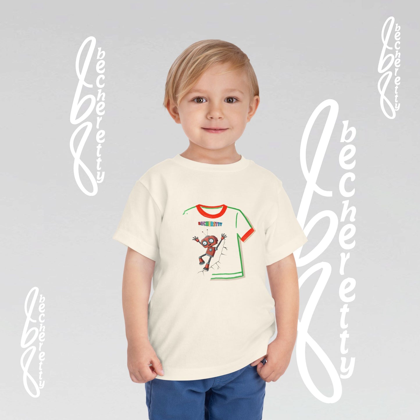 Toddler T-Shirt - Funny Robot Character Becheretty - Casual Kids outfit