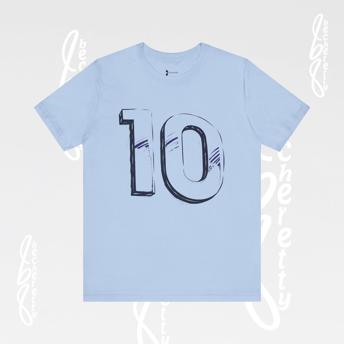 Stylish Unisex Tee - Number 10 - Casual Everyday Wear, Unique Gift Sports Lovers, Becheretty Graphic, Team Spirit