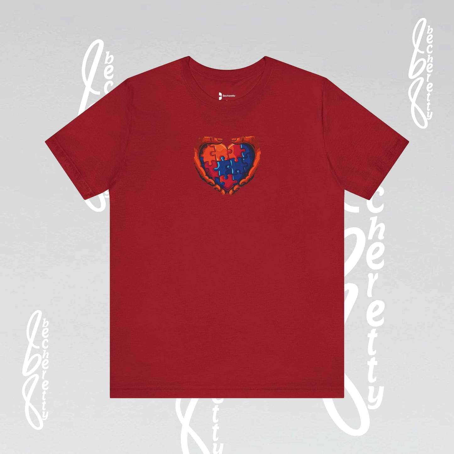 Colorful Puzzle Heart T-Shirt - Graphic Becheretty - Celebrating neurodiversity - Your tee, their voice.