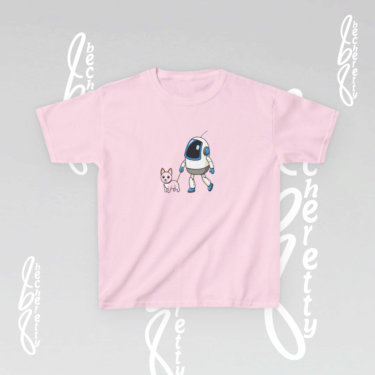 Cute Kids Robot & Dog Tee for Youth - Graphic Becheretty - Gift for Children - Kids Casual Wear