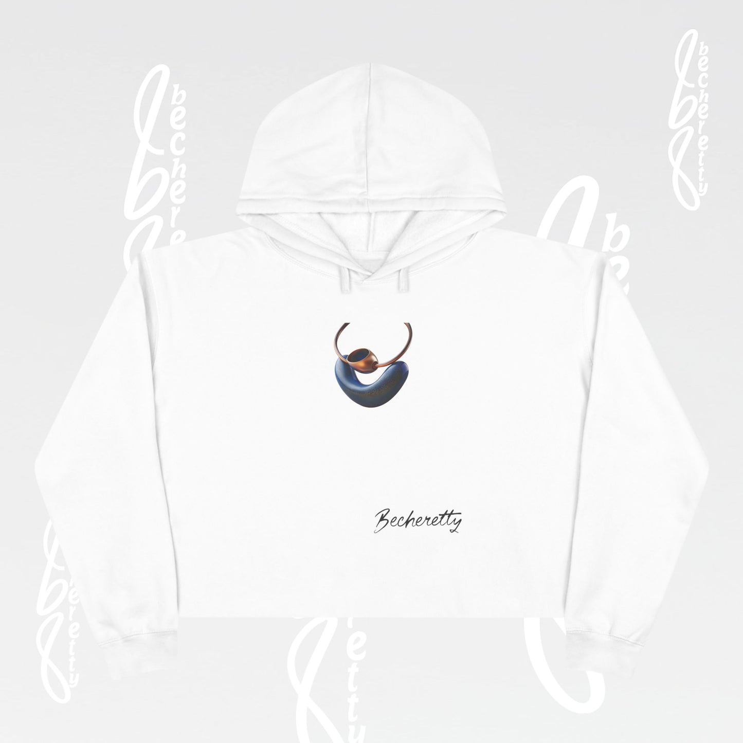 Trendy Crop Hoodie with Artistic Necklace Design Becheretty - Fashionable Sweatshirt, Gift for Her, Casual Wear, Stylish Loungewear