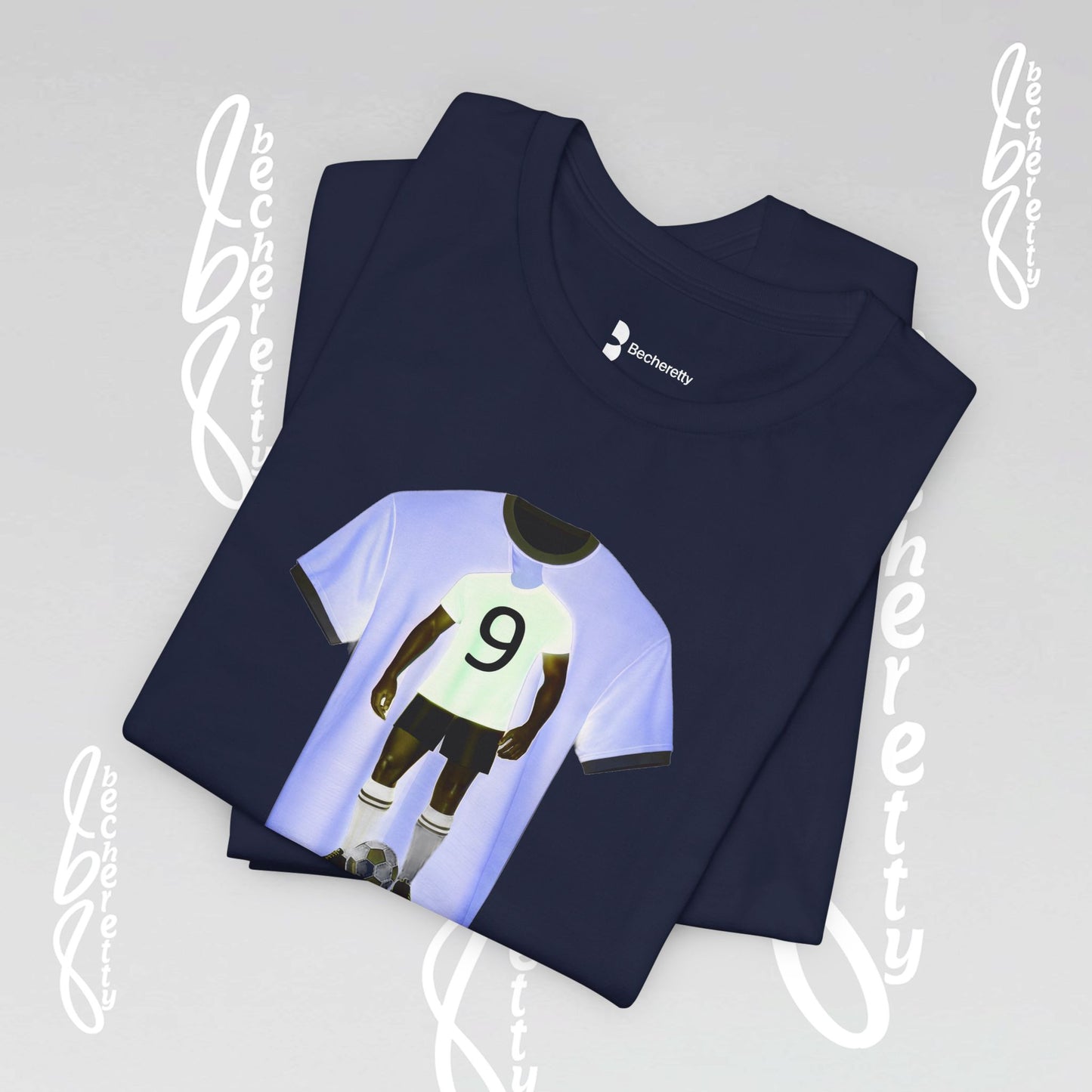 Soccer T-shirt Number 9 - Graphic Becheretty - Wearable Art Tee - Soccer Fans