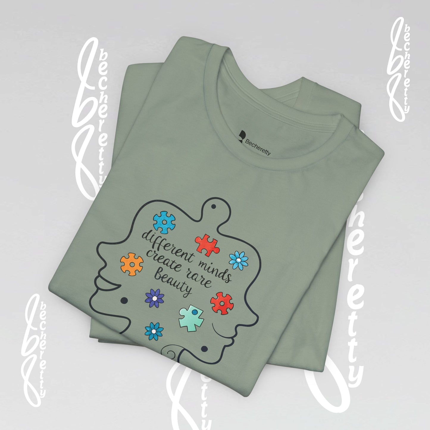 Graphic Tee - Different Minds Create Rare Beauty - Becheretty design, artistic vibe - Autism awareness.