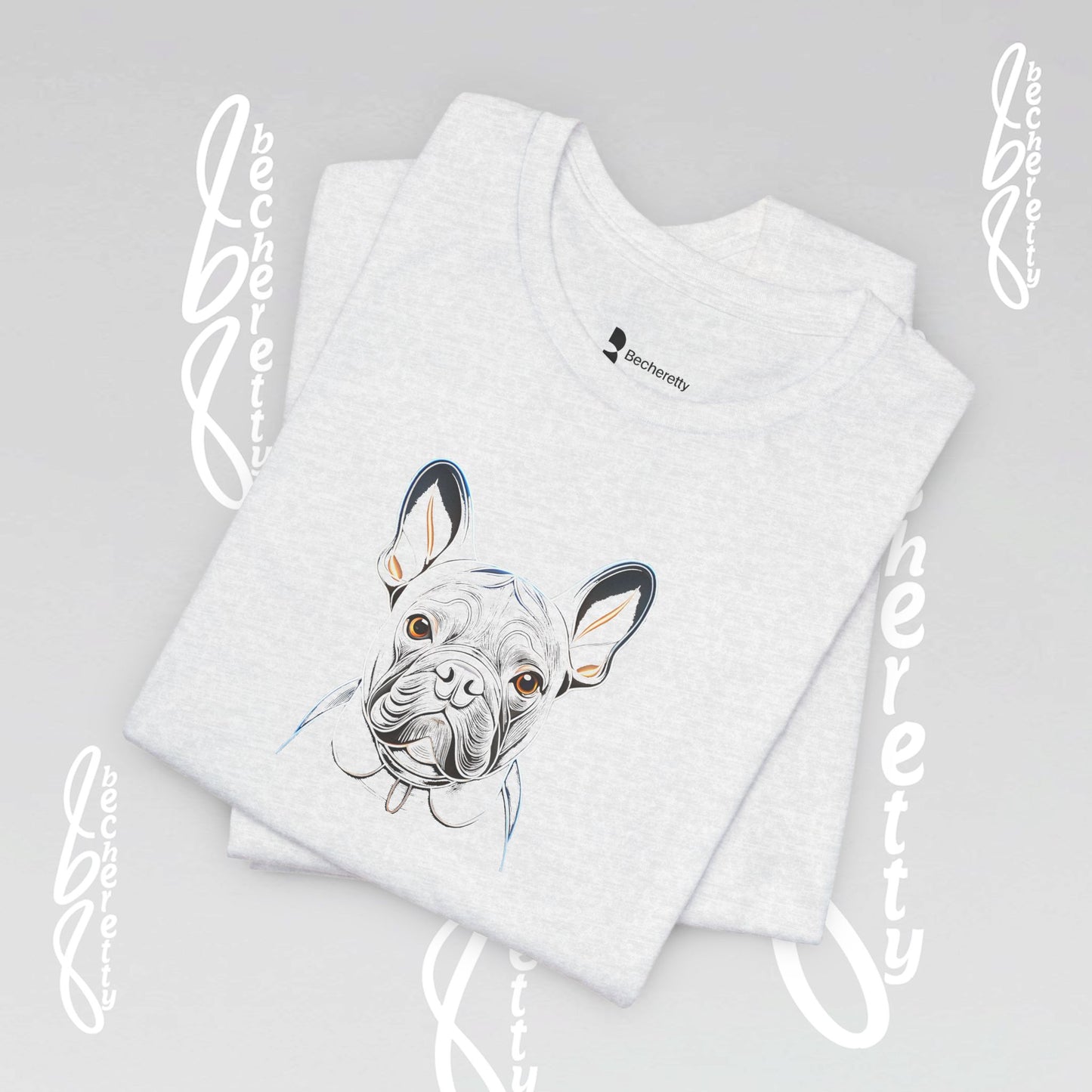 Dog Lovers Tee "Frenchie" Art Graphic Becheretty - Special gift for French Bulldog owners - Casual Wear