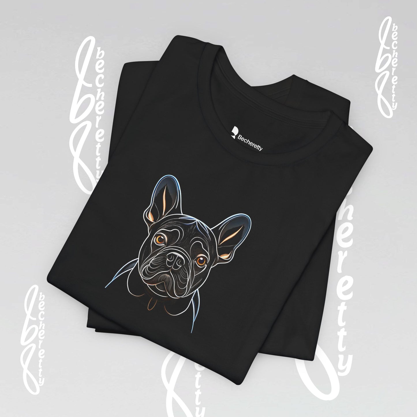Dog Lovers Tee "Frenchie" Art Graphic Becheretty - Special gift for French Bulldog owners - Casual Wear