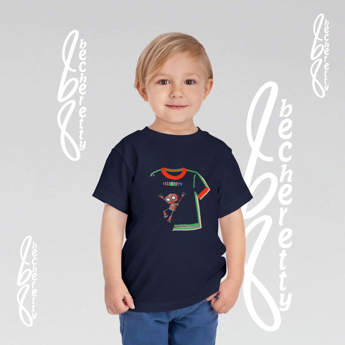 Toddler T-Shirt - Funny Robot Character Becheretty - Casual Kids outfit