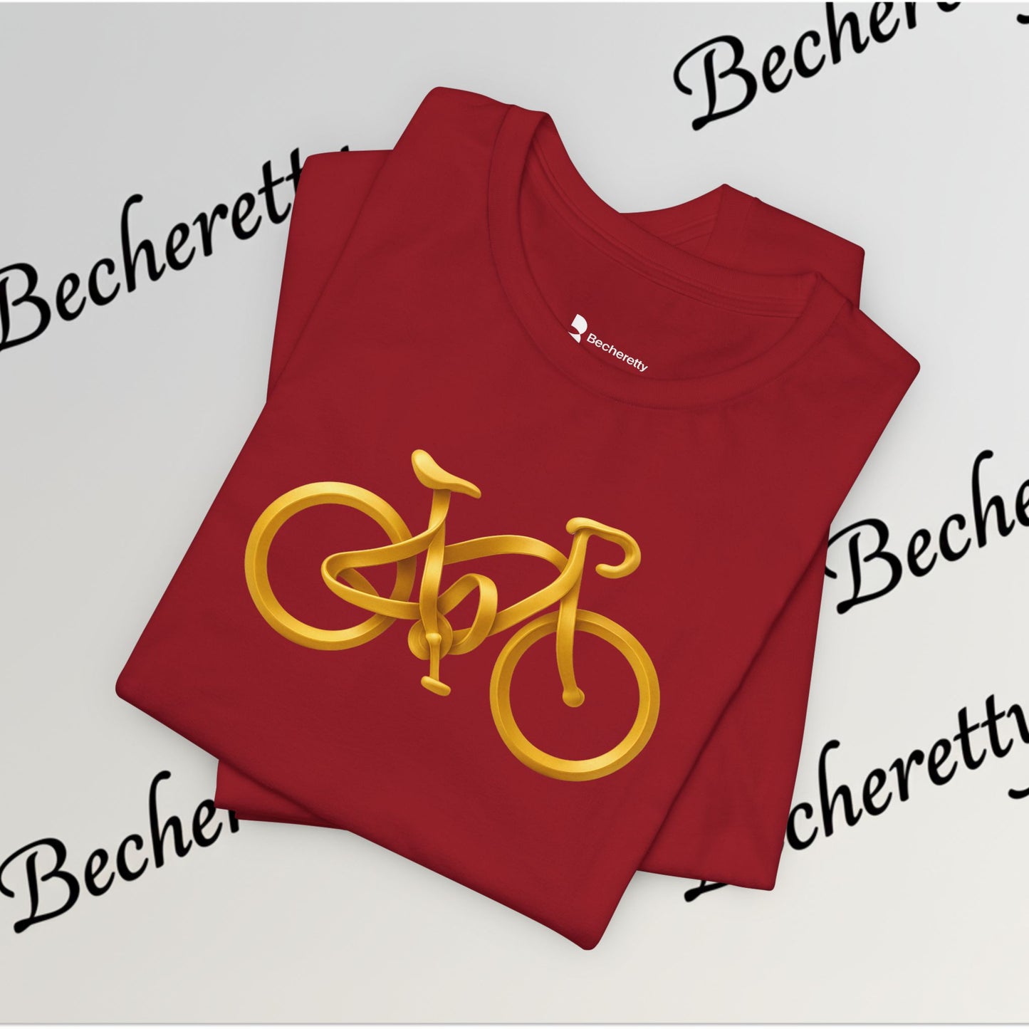 Gold Road Bike T-Shirt — Art Graphic Minimalist Becheretty - Gift Idea for Cyclist & Bike lovers
