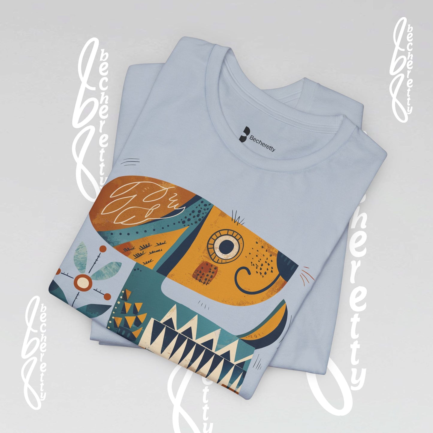 Abstract Guardian Folk Art Dog T-Shirt — Modern Canine Lover Gift